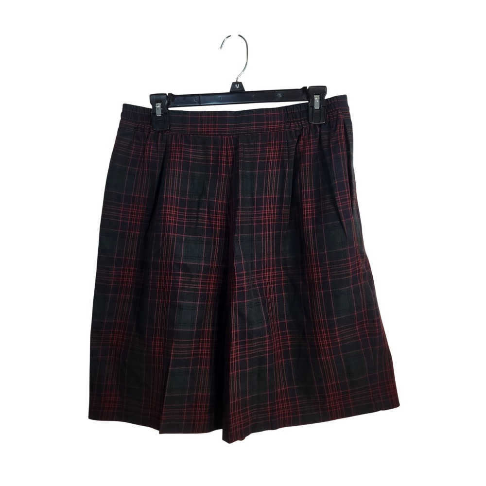 Plaid Pleated Shorts Wine Green High Rise Size 6 54138JC NWT Vintage Fall